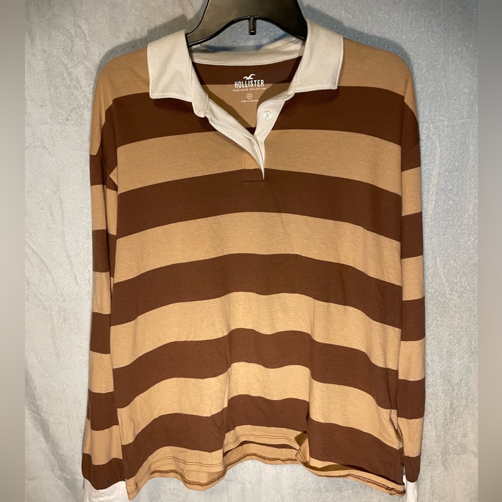 Brown & Tan Long sleeve shirt with collar